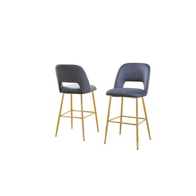 Best Quality Furniture Gold Chrome Velvet Upholstery Bar Stools (Set of 2)