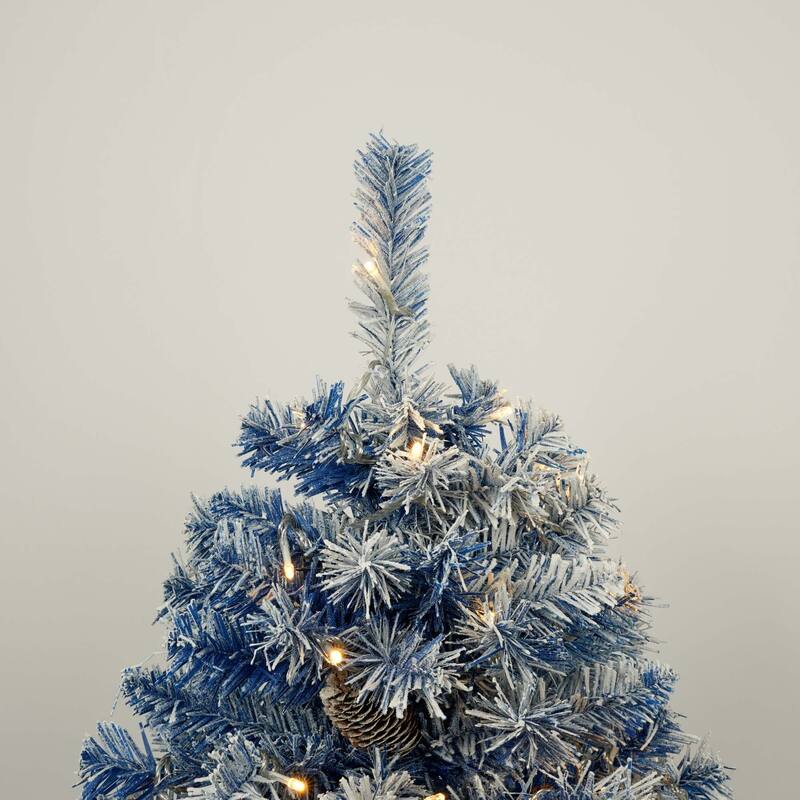 Pre-lit Xmas Tree Artificial Christmas 4-Piece Set in Blue