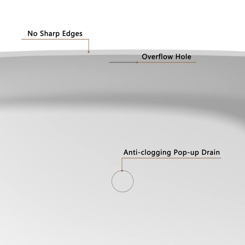 CASAINC 67 Inch Soaking Bathtub Solid Surface Stone Bathtub with Center Drain in Matte White - 67 Inch