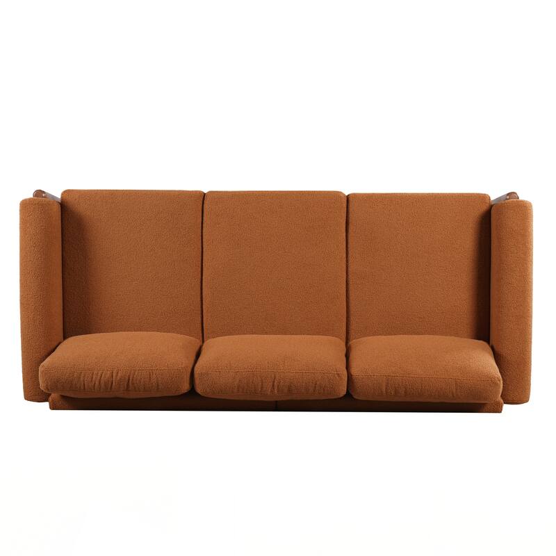 3-Seater Sofa, Curved Armrest with Integrated Solid Wood Legs