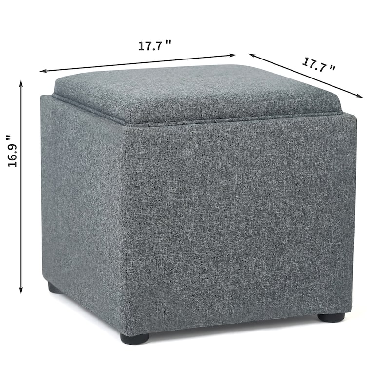 Adeco Storage Ottoman With Tray