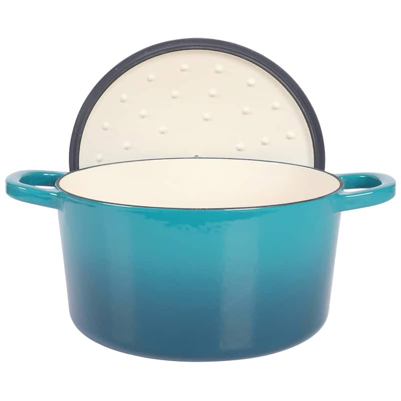 7 Quart Round Enameled Cast Iron Dutch Oven with Lid in Teal