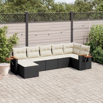 vidaXL Patio Sofa Set with Cushions Outdoor Conversation Furniture Poly Rattan