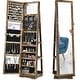 preview thumbnail 1 of 2, 360 Degree Rotatable Jewelry Cabinet with Full-Length Mirror Brown