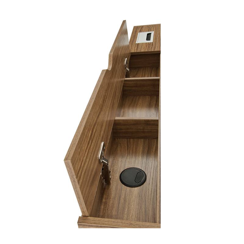 Techni Mobili Compact Computer Desk with Multiple Storage, Walnut Bed