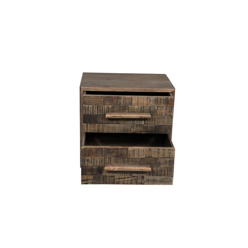 Modern Solid Wood Nightstand with 2 Drawers