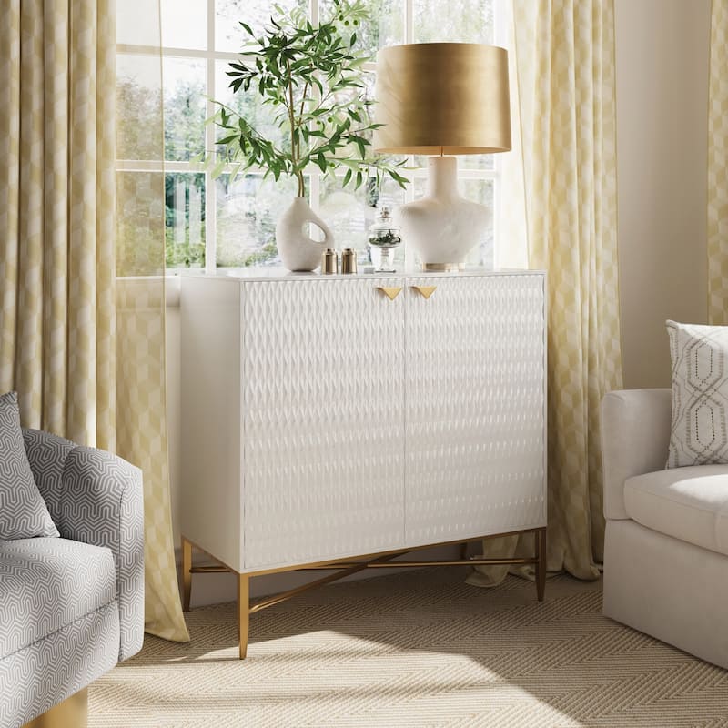 White Modern 2-Door Locker Accent Cabinet