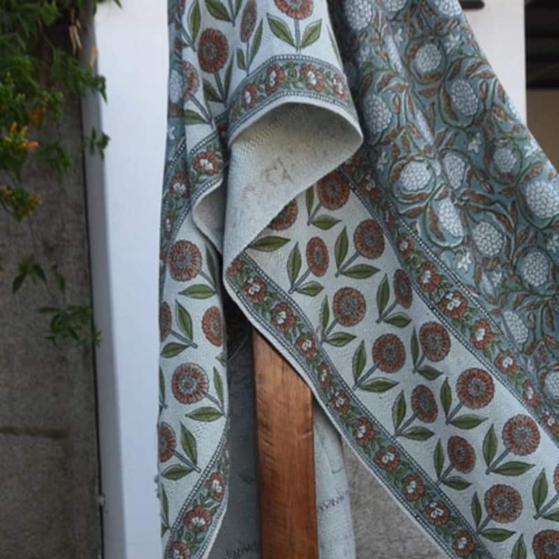 Fabdivine Meraki Handcrafted Cotton Bed Throw - Traditional Block Print Blanket for Bedroom & Living Spaces with Fringe, 90"x54"