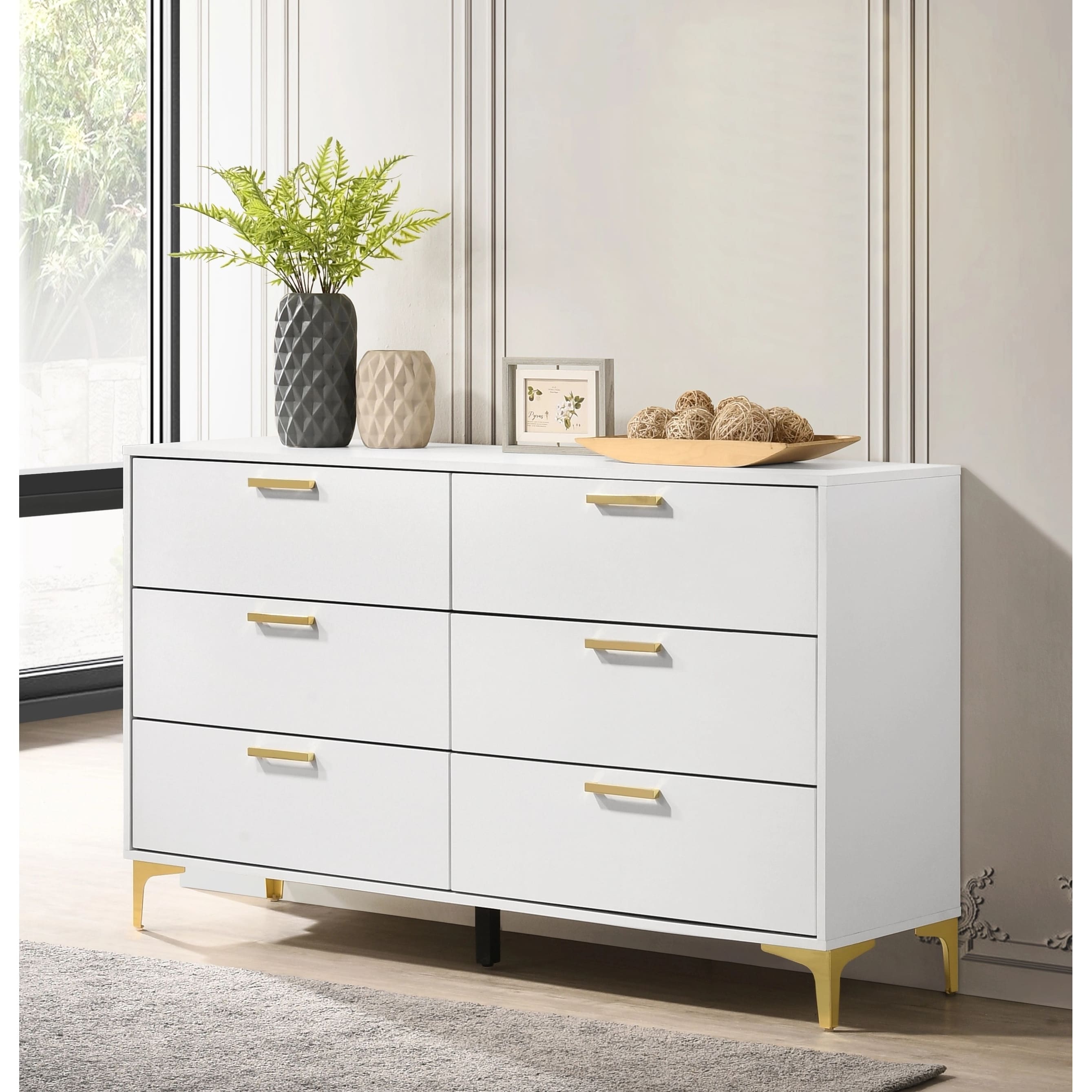 White and gold shop double dresser