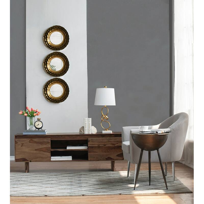 Round Layered Metallic Frame Wall Mirror - 16.25" - Gold