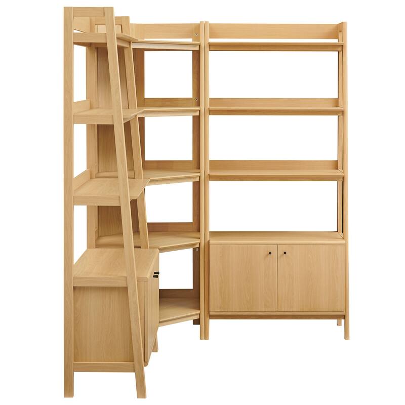 Bixby 3-Piece Corner Bookshelf Set with Wide Bookshelves