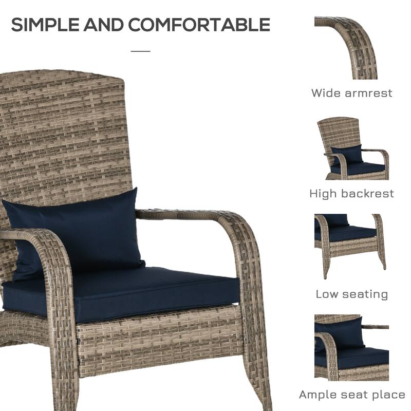 Outsunny Outdoor Classic Rattan Adirondack Chair with Cushion
