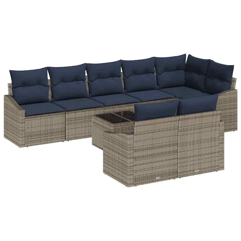 vidaXL 9 Piece Garden Sofa Set with Cushions - 113.6×48.6×27.2
