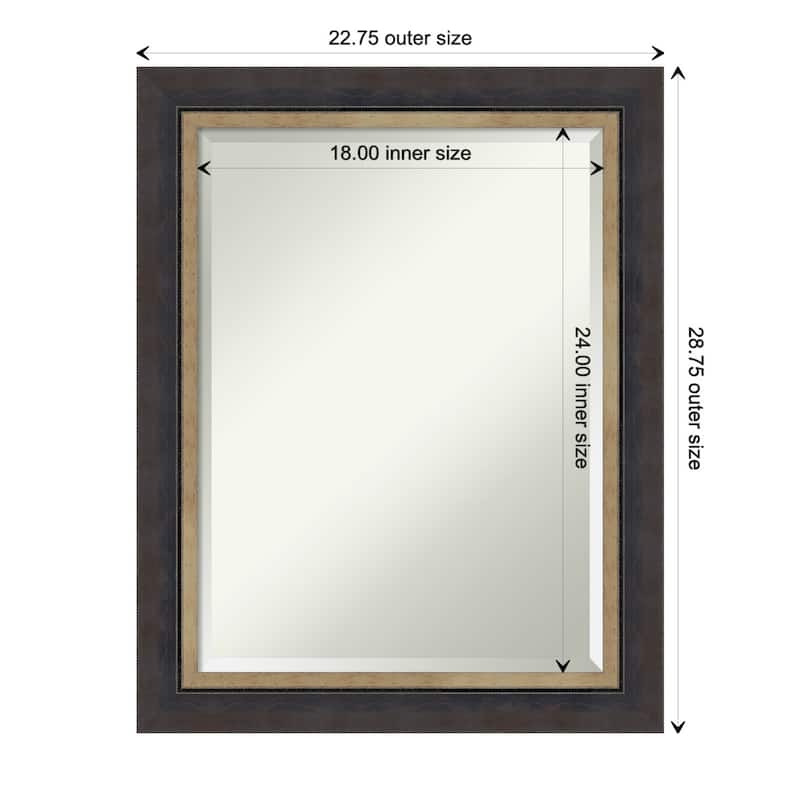 Hammered Charcoal Tan Beveled Wood Framed Wall Mirror - Hammered Charcoal Tan - Glass Size 18x24