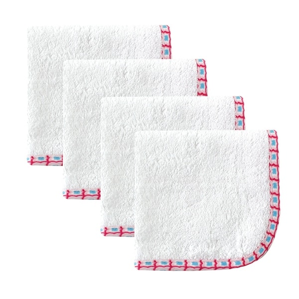 slide 1 of 1, Hudson Baby Infant Girl Super Soft Cotton Washcloths, Girl White, One Size - Girl White - One Size One Size - Girl White