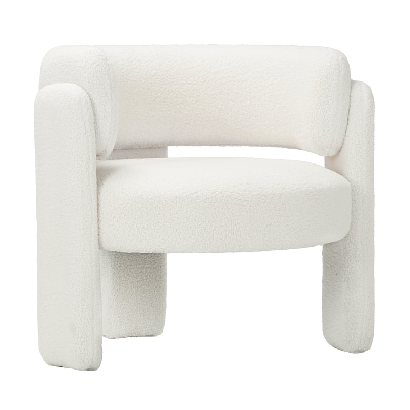 RENEWLINE Modern Velvet Barrel Accent Chair - 3-Leg Design for Living Room, Bedroom - Cream