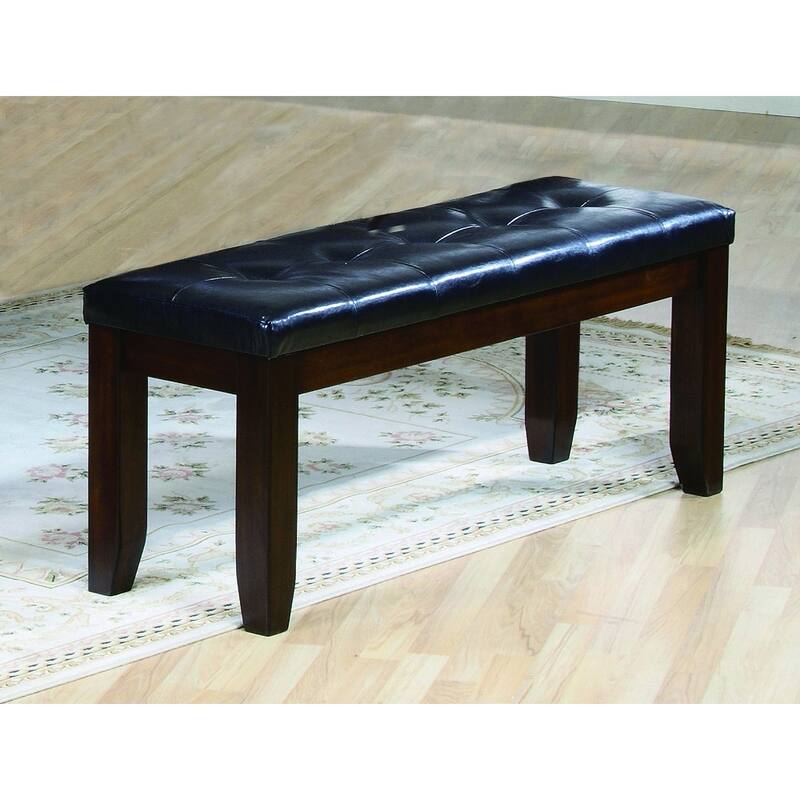 Impressive Tufted Leather Bench - Brown and Black Styling - 20 H x 16.5 W x 48 L Inches