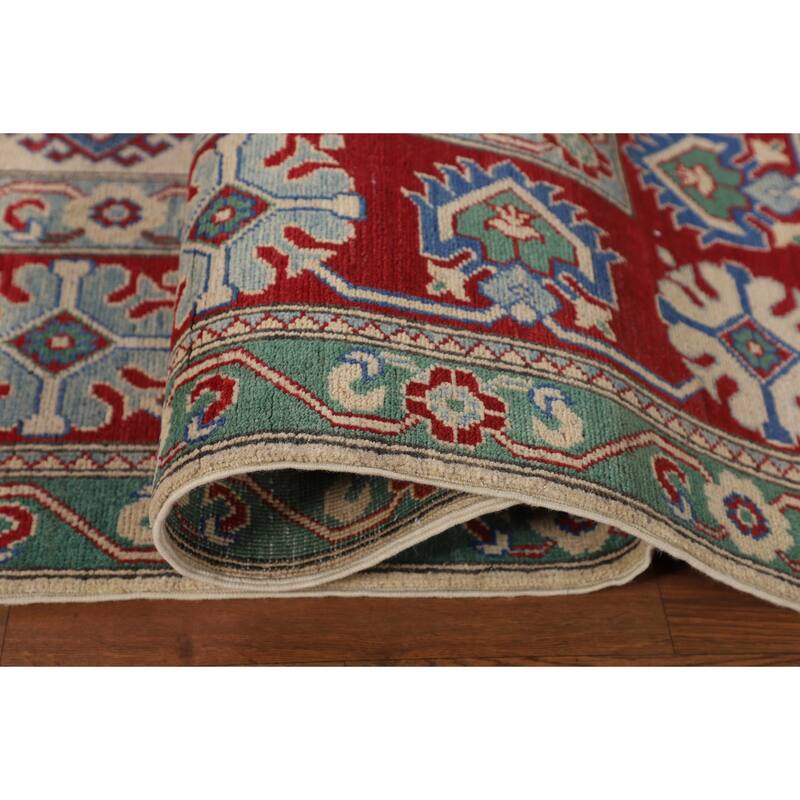 Geometric Kazak Oriental Area Rug Hand-Knotted Dining Room Wool Carpet - 6'7" x 9'9"