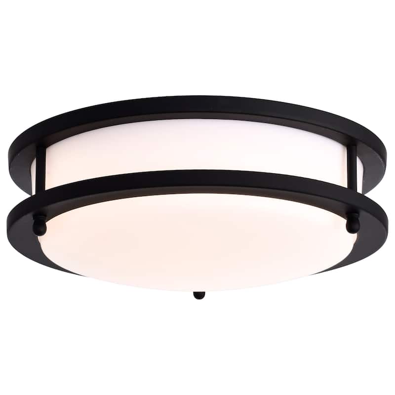 Glamour LED 10 inch Flush Mount Fixture Black Finish CCT Selectable 3K/4K/5K - Matte Black