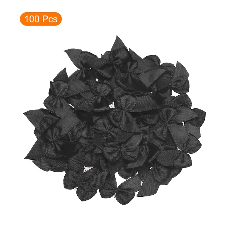 100Pcs Mini Ribbon Bows 1" Mini Fabric Satin Ribbon Flower Bows