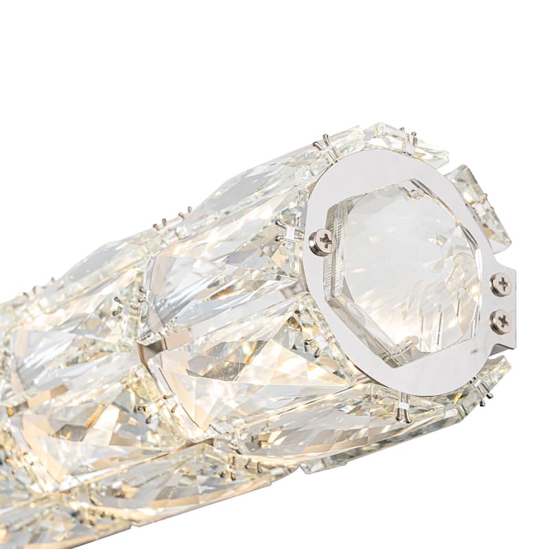 Hexagonal Crystal Cylinder LED Wall Sconce Dimmable Vanity Light