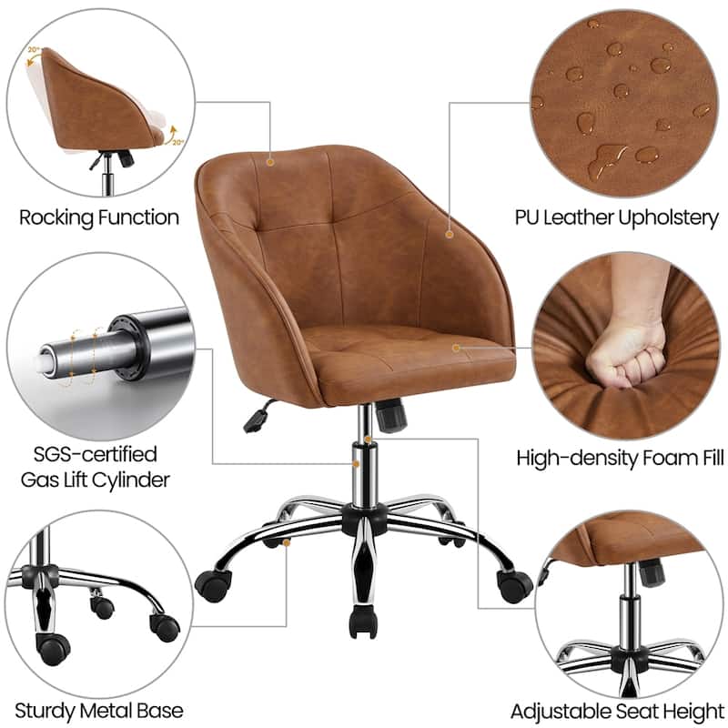Yaheetech Desk Chair for Home Office, Height Adjustable 360°Swivel Computer Chair