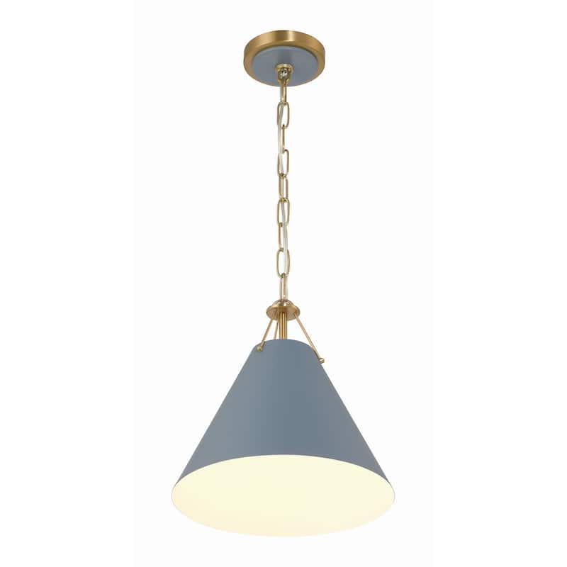 Xavier 1 Light Vibrant Gold and Blue Mini Pendant - 12"W x 12"H x 12"D
