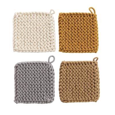 Square Cotton Crocheted Pot Holders (Set of 4 Colors)