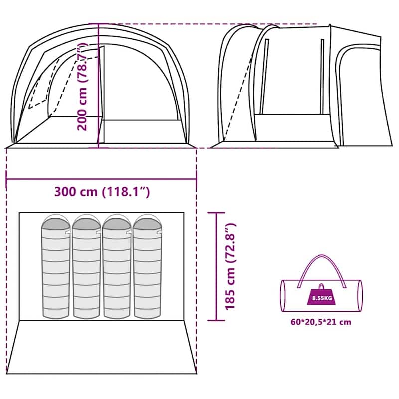 vidaXL Car Tent 4-Person Blue Waterproof - 118.1 x 72.8 x 78.7"