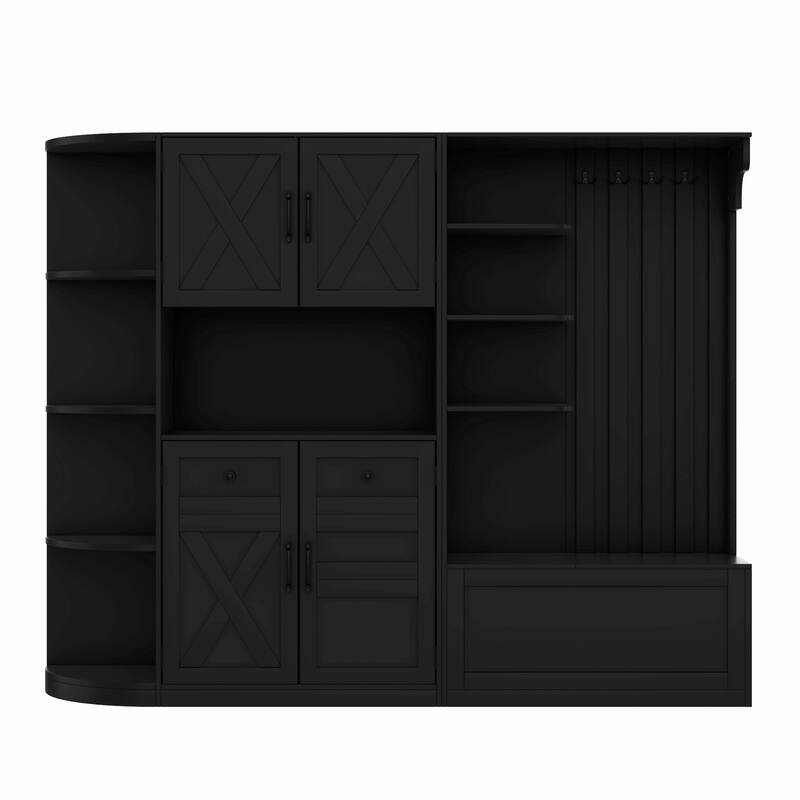Multifunctional Left-Right Combination Hall Cabinet with Storage and 4 Hooks