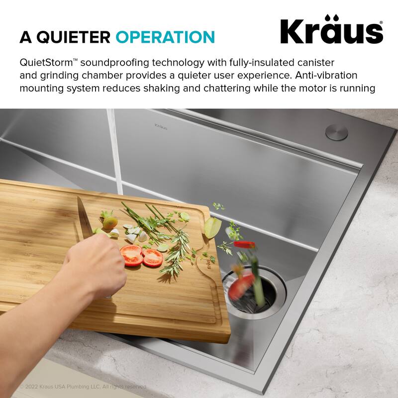 KRAUS WasteGuard Continuous Feed Garbage Disposal for Kitchen Sinks