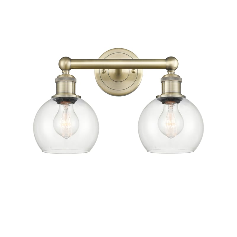 Innovations Lighting 616-2W-11-15 Athens Vanity Athens Deco Swirl 2 - Antique Brass / Clear