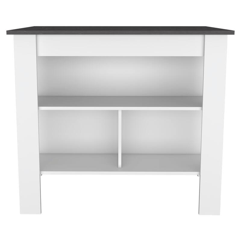 TUHOME Cala 3-Shelf Wooden Casual Kitchen Island