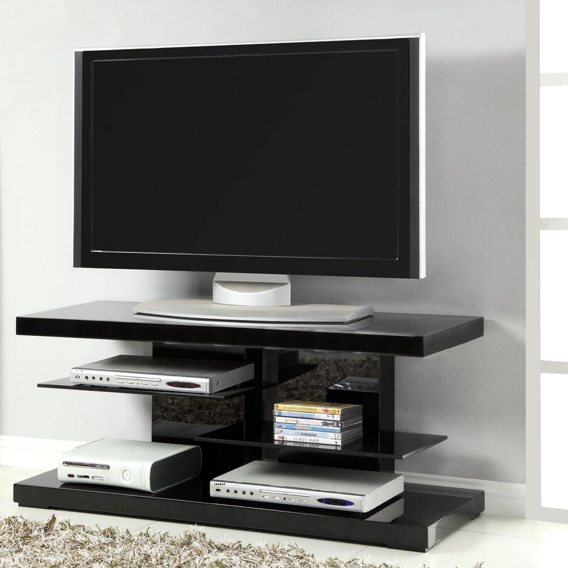 Glossy black tv stand store