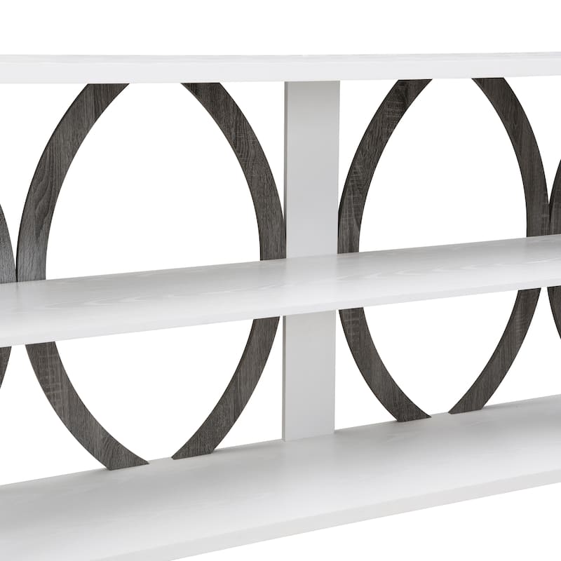 70.87" MDF Round Frame 3-Tier Console Table With Spacious Shelves For Living Room