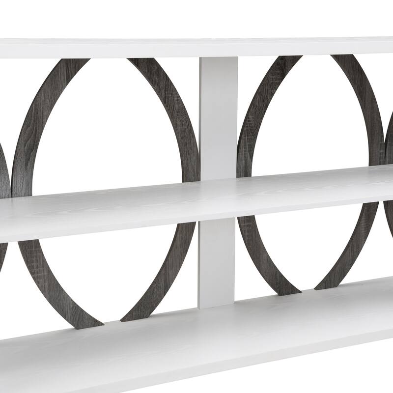 console table with open storage shelf