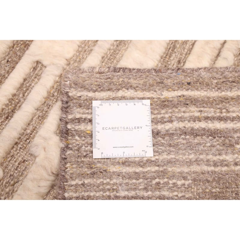 ECARPETGALLERY Hand-knotted Looma Cream, Taupe Wool Rug - 8'0 x 10'0