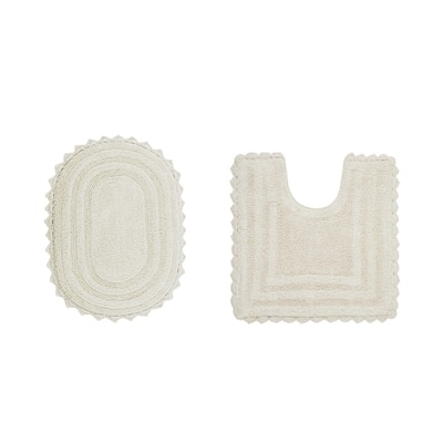 Better Trends Oval Bath Rugs Set 100% Cotton Soft & Water Absorbent Tufted Bathroom Rug for Shower, Sink Bath Mats Lilly Crochet