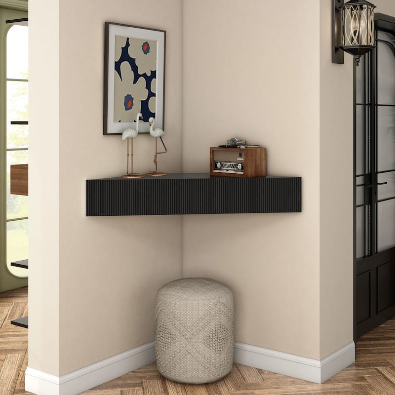 Furniture of America Sukhumi Transitional 47-inch 3-Shelf Wall-Mounted Corner TV Console