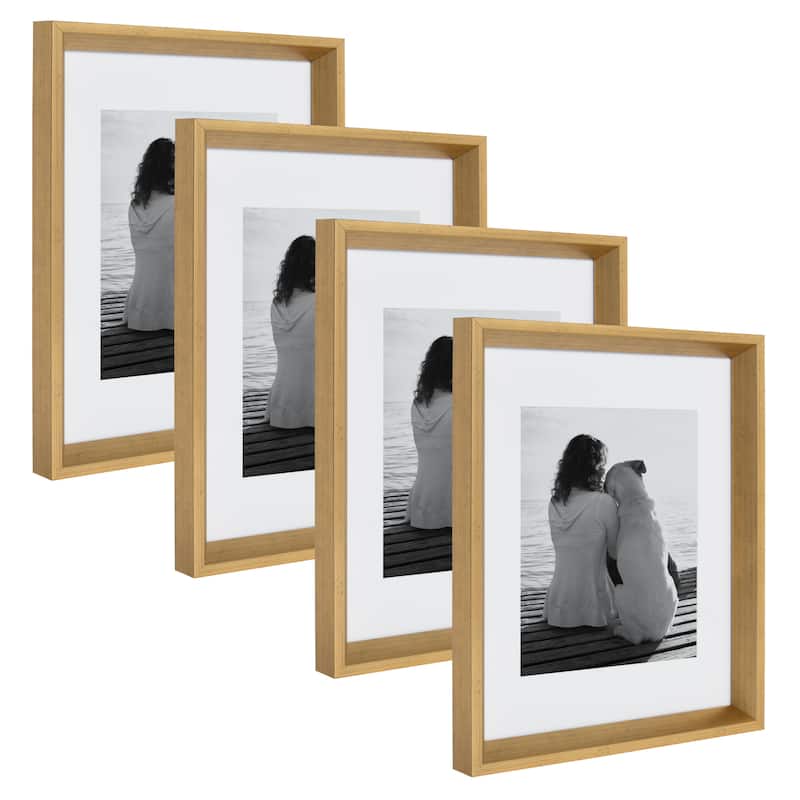 Kate and Laurel Calter Inset Picture Frame Set - 11x14 matted to 8x10 - Gold