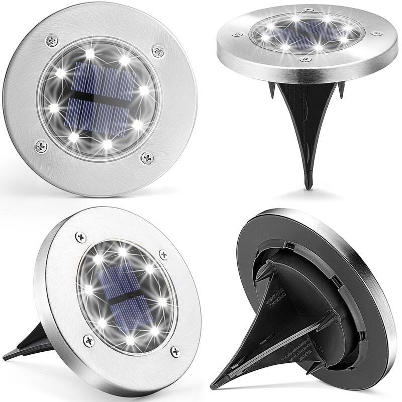 FKHouse Solar Ground LED Lights In-Ground Disk Garden Lights (12 Pack/4 Pack)