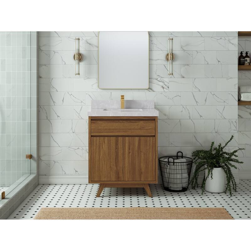 Willow Collections 30 in. W x 22 in. D Madison teak Single Sink Bathroom Vanity with Countertop