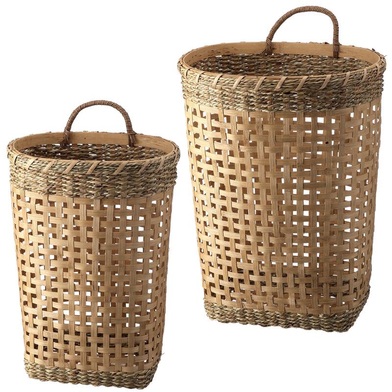 15-17" Bamboo Rattan Wall Basket