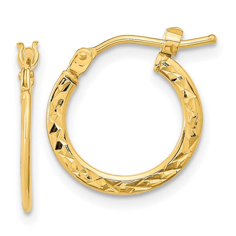 Curata 14k Gold Diamond-Cut 14mm Hoop Earrings