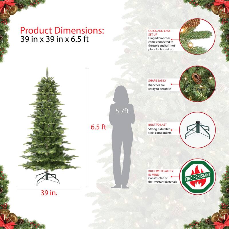 Puleo International Unlit 6.5' Slim Aspen Fir Artificial Christmas Tree