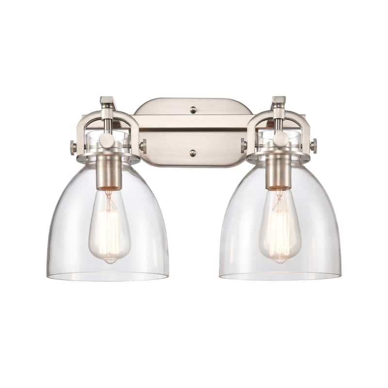Innovations Lighting 410-2W-12-17 Newton Bell Vanity Newton Bell 2 - Satin Nickel / Clear