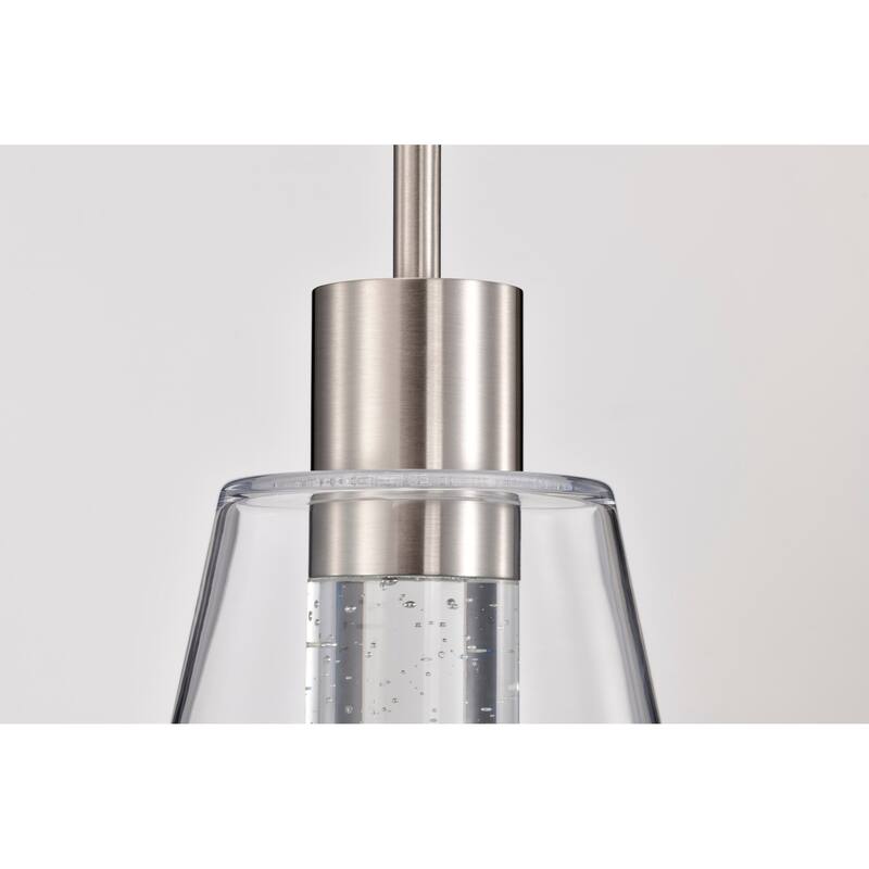 Aura 7 Inch LED Pendant Brushed Nickel K9 Bubble Crystal 3000K CCT - Brushed Nickel