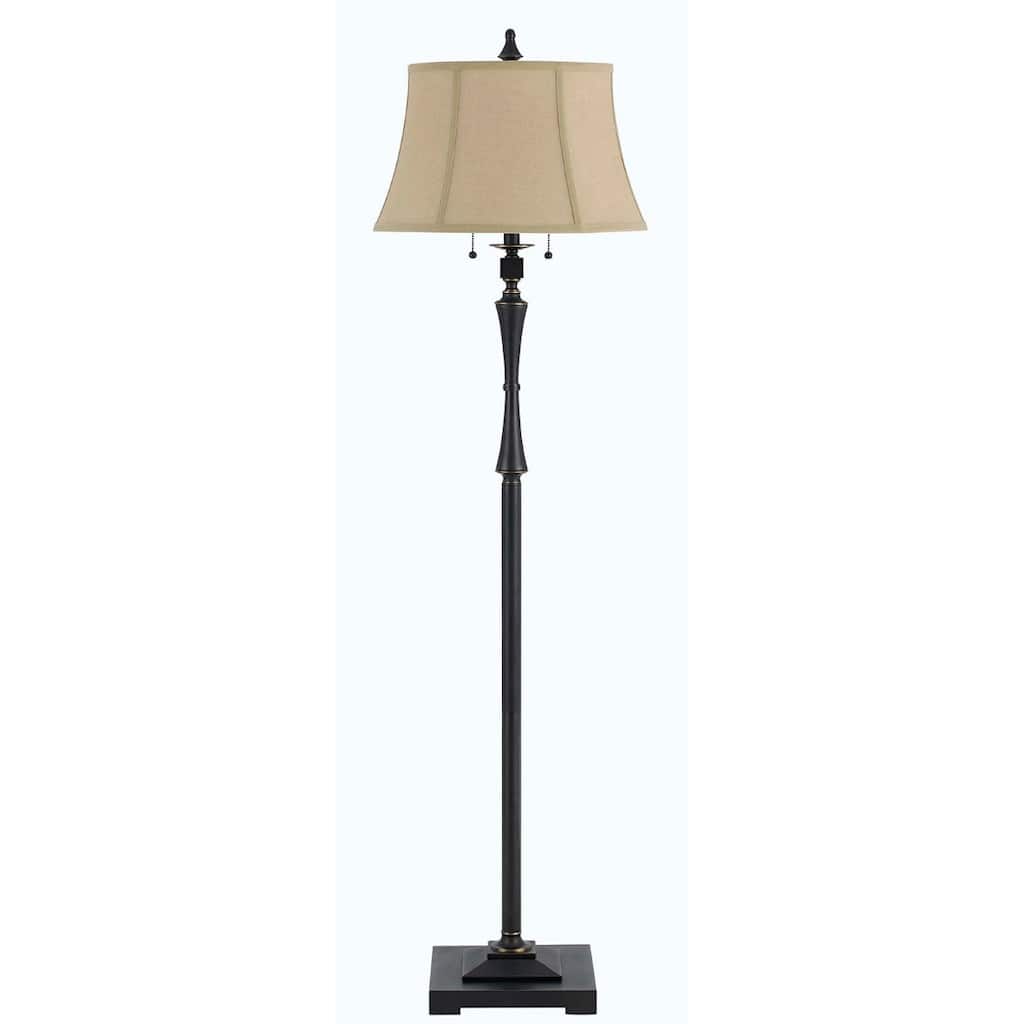 61" Bronze Two Light Traditional Shaped Floor Lamp With Brown Square Shade - 17" x 17" x 61"