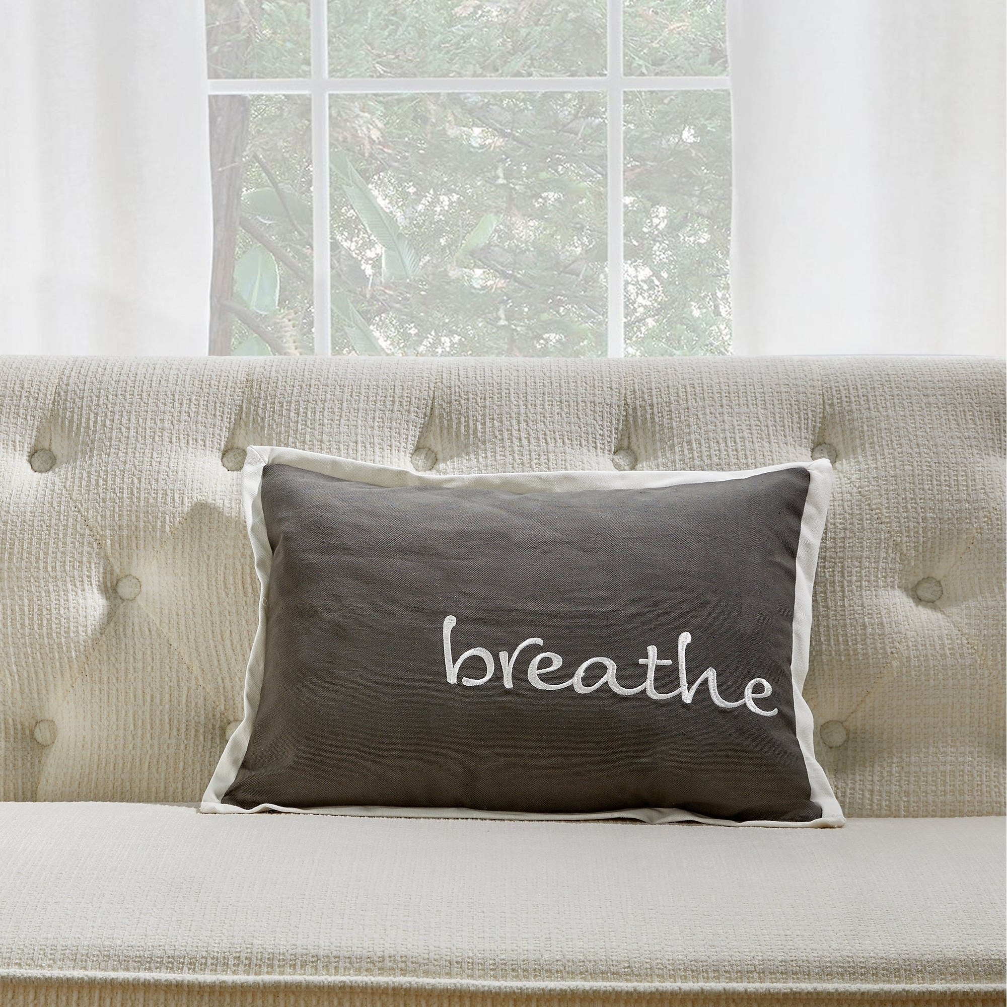Gray With White Trim Breathe Pillow Cover