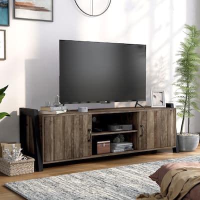 Carson Farmhouse Reclaimed Oak 66-inch 6-Shelf TV Stand